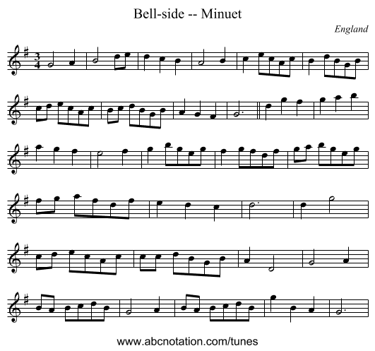 Bell-side -- Minuet - staff notation