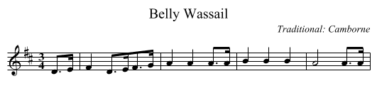Belly Wassail - staff notation