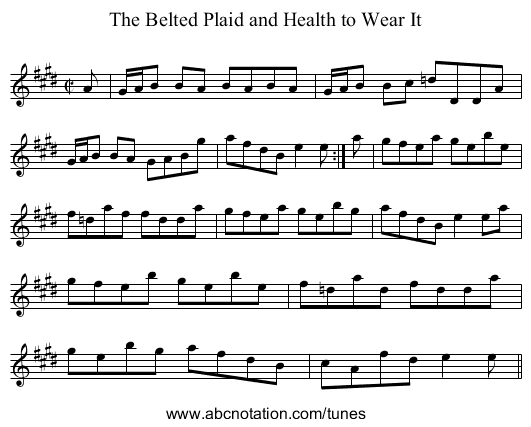 Belted Plaid and Health to Wear It, The - staff notation