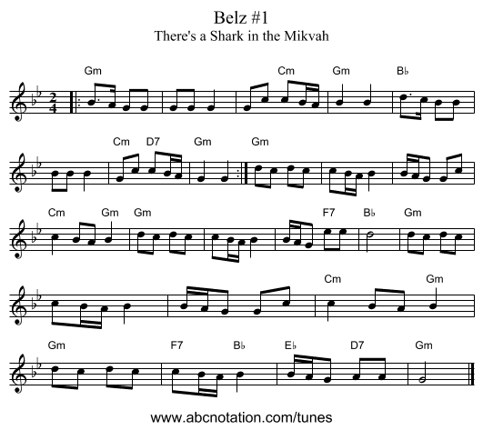 Belz #1 - staff notation