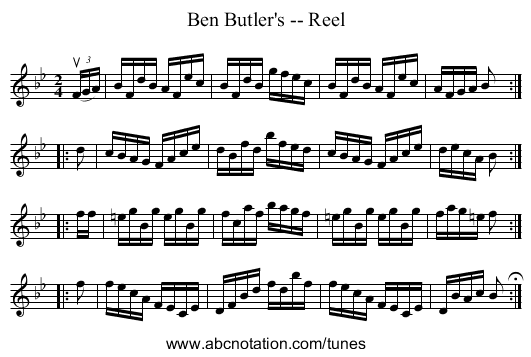 Ben Butler's -- Reel - staff notation