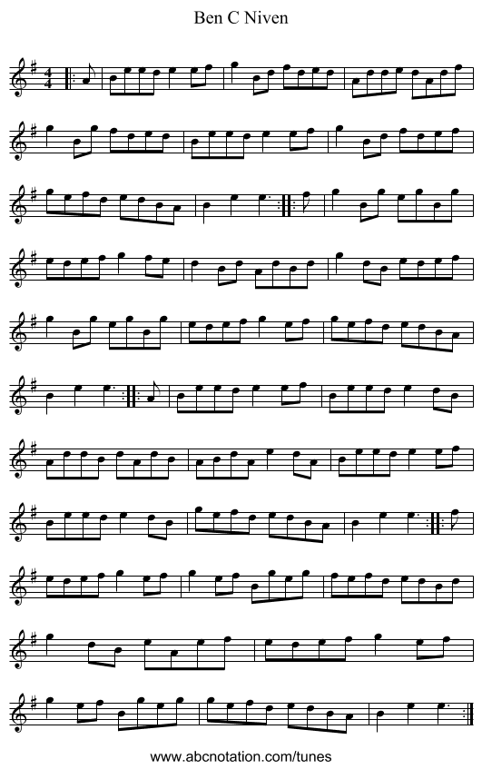 Ben C Niven - staff notation