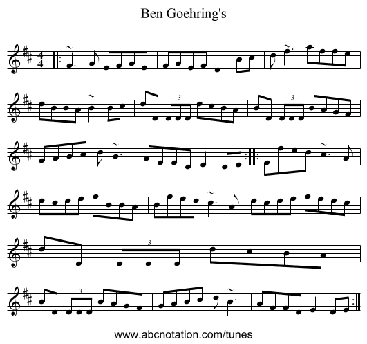 Ben Goehring's - staff notation