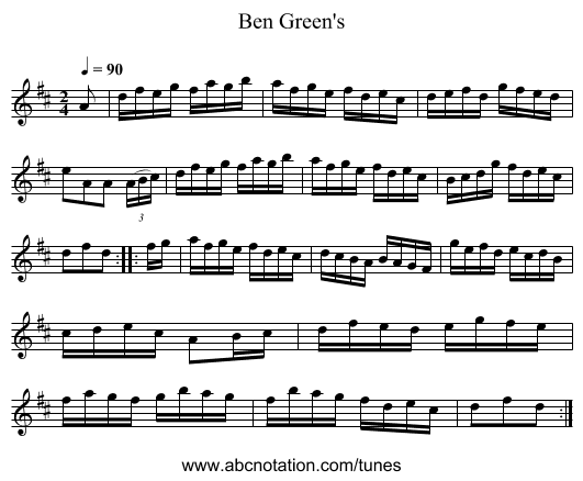 Ben Green's - staff notation