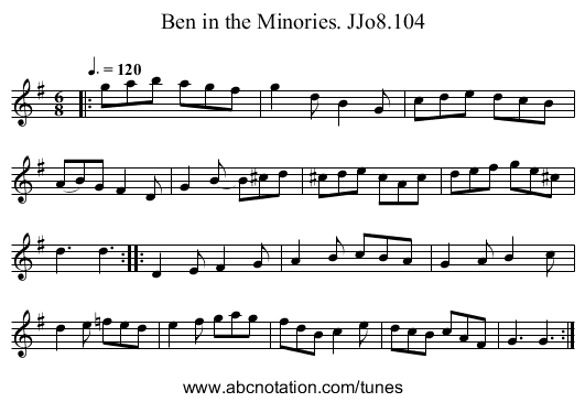 Ben in the Minories. JJo8.104 - staff notation