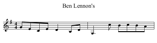 Ben Lennon's - staff notation