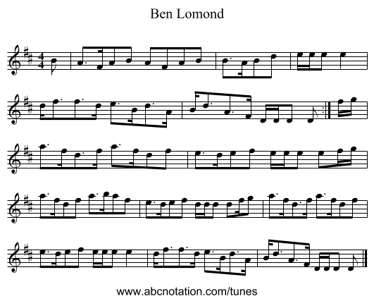 Ben Lomond - staff notation
