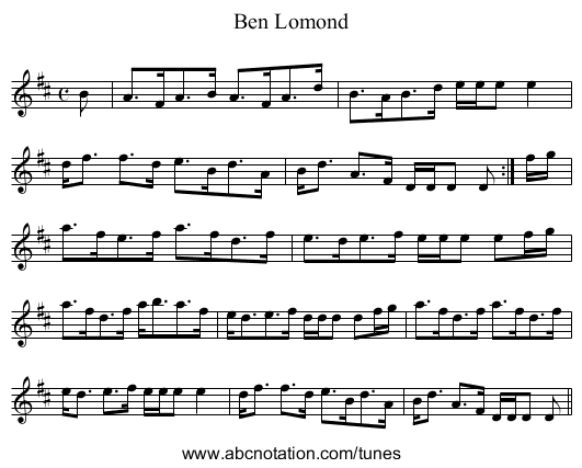Ben Lomond - staff notation