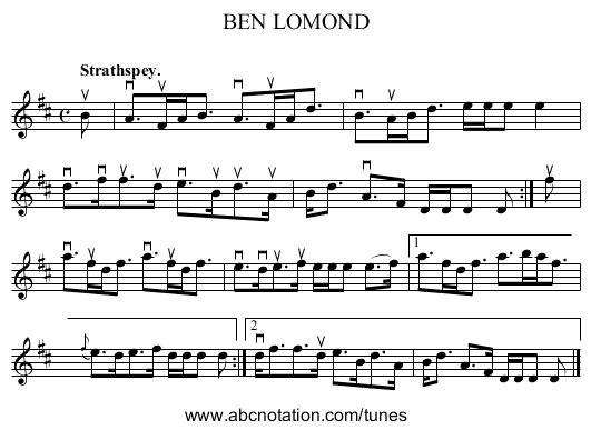 BEN LOMOND - staff notation