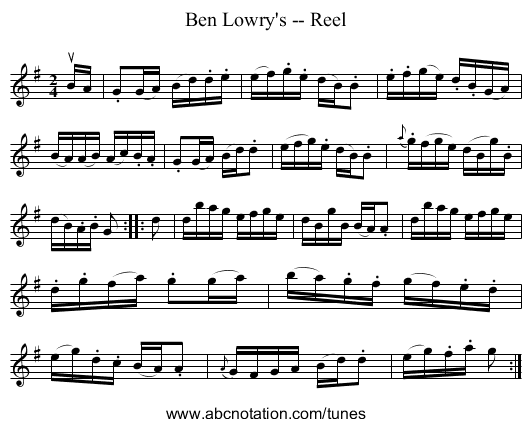 Ben Lowry's -- Reel - staff notation