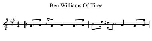 Ben Williams Of Tiree - staff notation