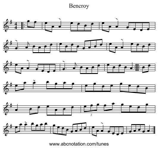 Bencroy - staff notation