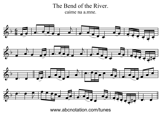 Bend of the River., The - staff notation