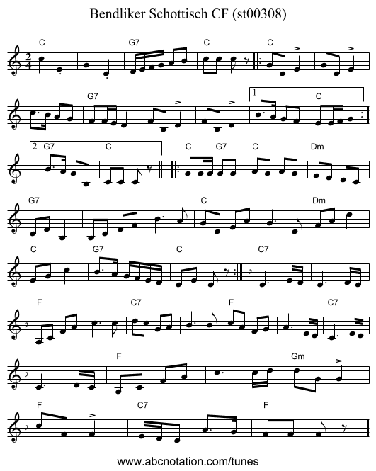 Bendliker Schottisch CF (st00308) - staff notation