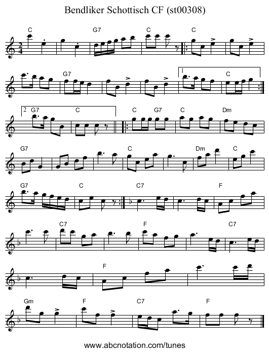Bendliker Schottisch CF (st00308) - staff notation