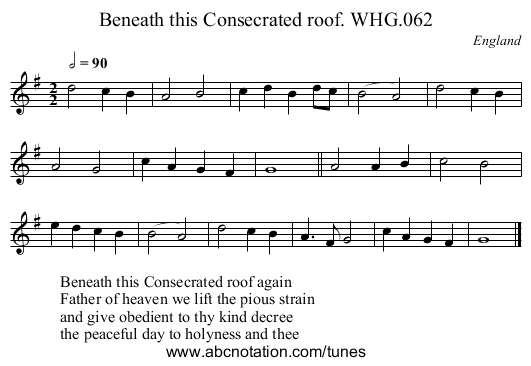 Beneath this Consecrated roof. WHG.062 - staff notation