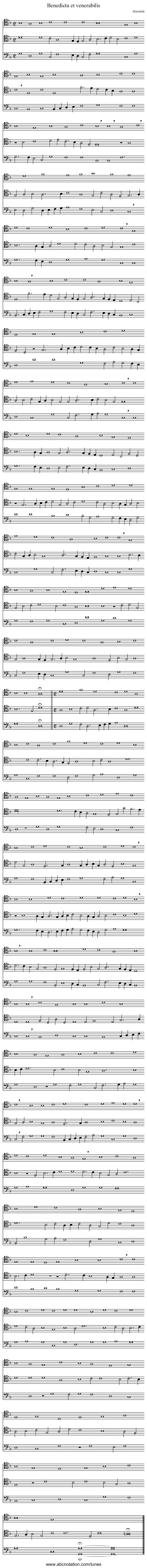 Benedicta et venerabilis - staff notation
