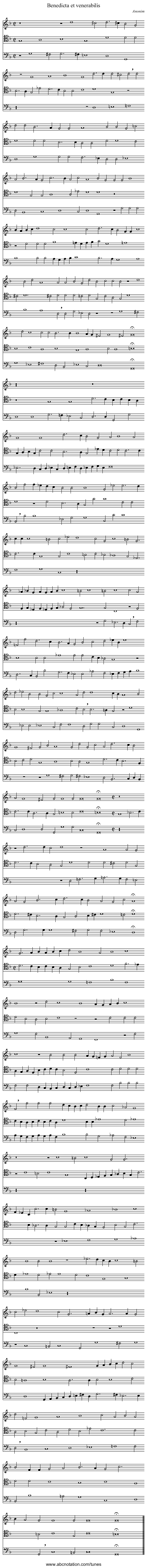 Benedicta et venerabilis - staff notation