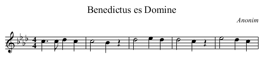Benedictus es Domine - staff notation