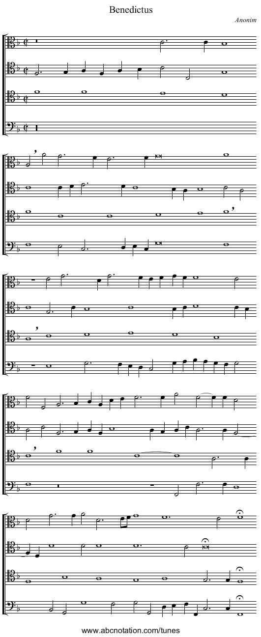 Benedictus - staff notation