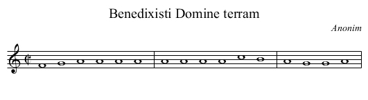 Benedixisti Domine terram - staff notation