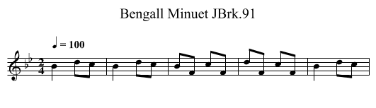 Bengall Minuet JBrk.91 - staff notation