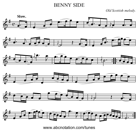 BENNY SIDE - staff notation