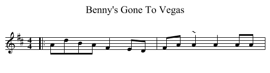 Benny's Gone To Vegas - staff notation