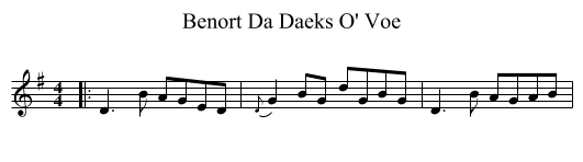 Benort Da Daeks O' Voe - staff notation
