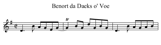 Benort da Daeks o' Voe - staff notation