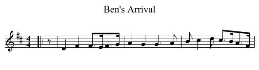 Ben's Arrival - staff notation
