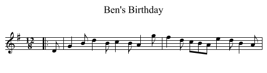 Ben's Birthday - staff notation
