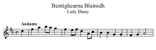 Bentighearna Blainidh - staff notation