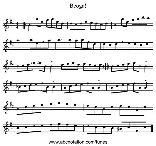 Beoga! - staff notation
