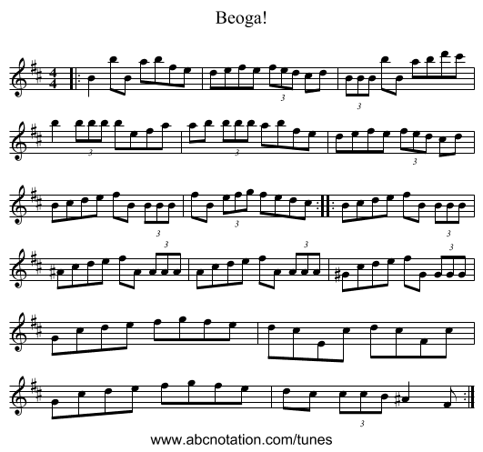 Beoga! - staff notation