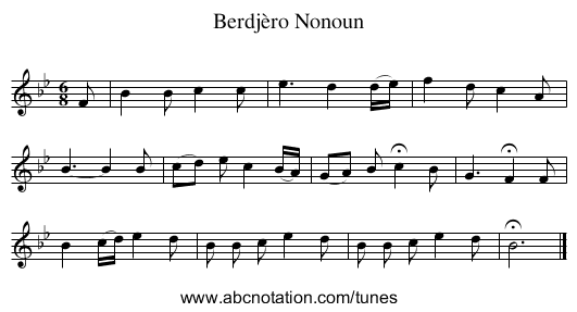 Berdjèro Nonoun - staff notation