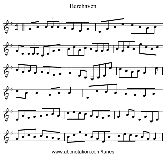 Berehaven - staff notation