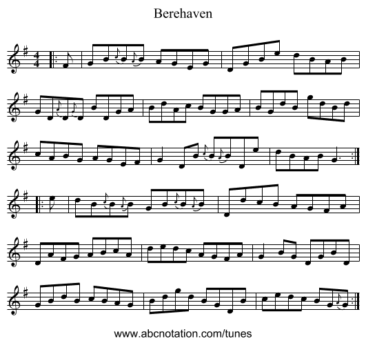 Berehaven - staff notation