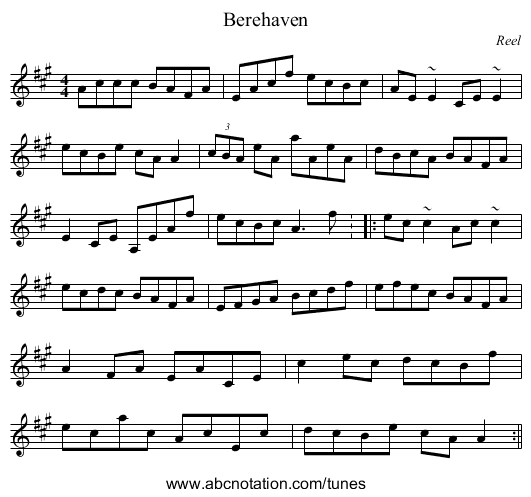 Berehaven - staff notation