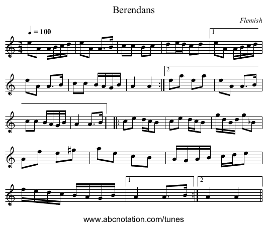 Berendans - staff notation