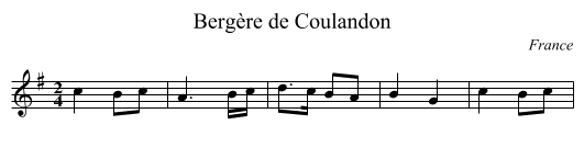 Berg&egrave;re de Coulandon - staff notation