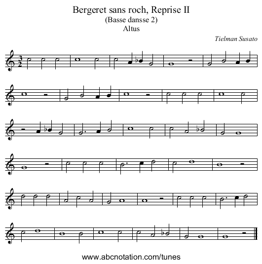 Bergeret sans roch, Reprise II - staff notation