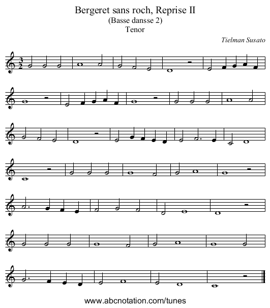 Bergeret sans roch, Reprise II - staff notation