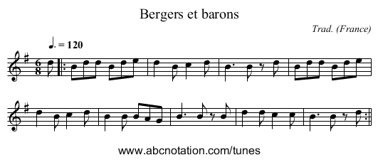 Bergers et barons - staff notation