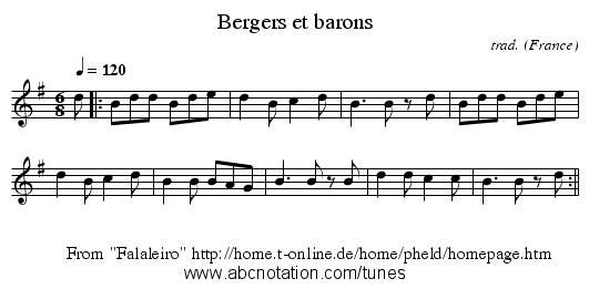 Bergers et barons - staff notation