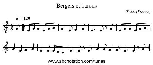 Bergers et barons - staff notation