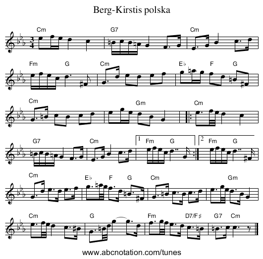 Berg-Kirstis polska - staff notation