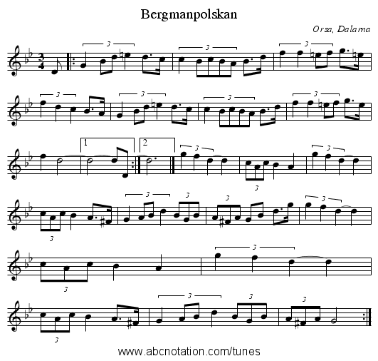 Bergmanpolskan - staff notation