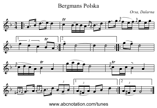 Bergmans Polska - staff notation