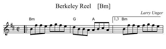 Berkeley Reel    [Bm] - staff notation